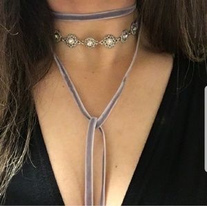 $5 SALE - Lavender velvet ribbon choker